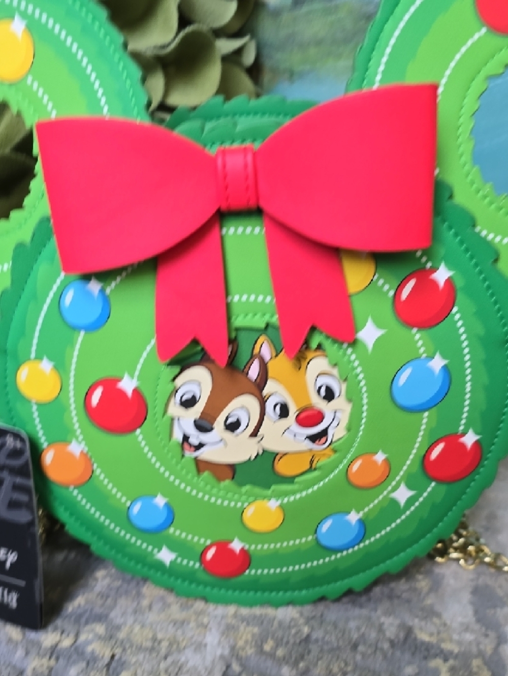 Loungefly X Disney Chip and Dale Figural Wreath Criss Body Bag - Picture 4 of 16